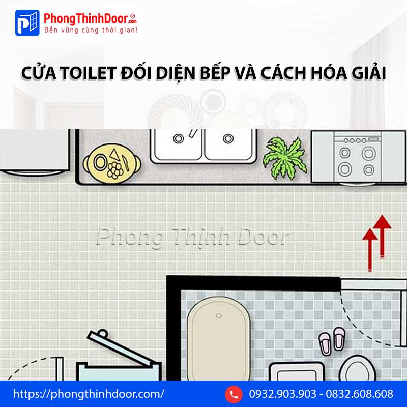 cửa toilet đối diện bếp