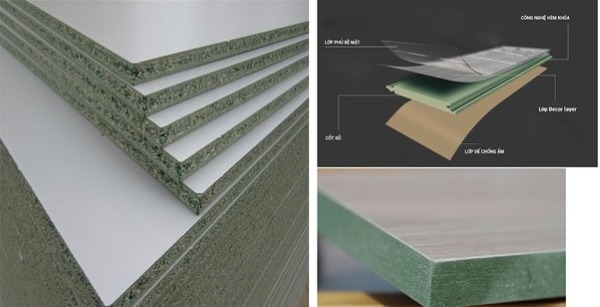 Gỗ lõi xanh chống ẩm là một loại gỗ MDF có khả năng chống thấm nước và hút ẩm